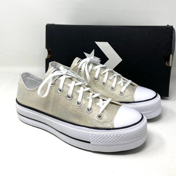 Converse ChuckTaylor AS Low Canvas Platform Gold Women's Size 10 568630C - Picture 7 of 10